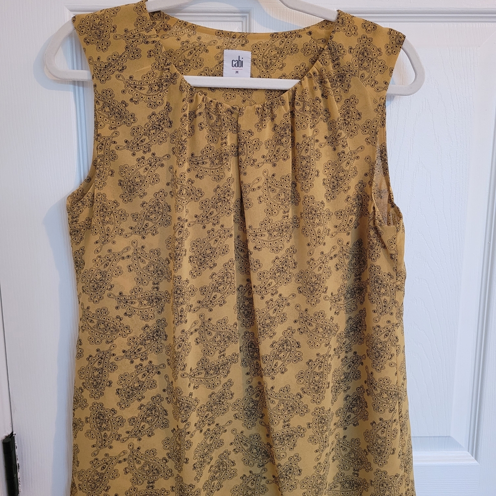 CAbi Mustard Floral Sleeveless Top